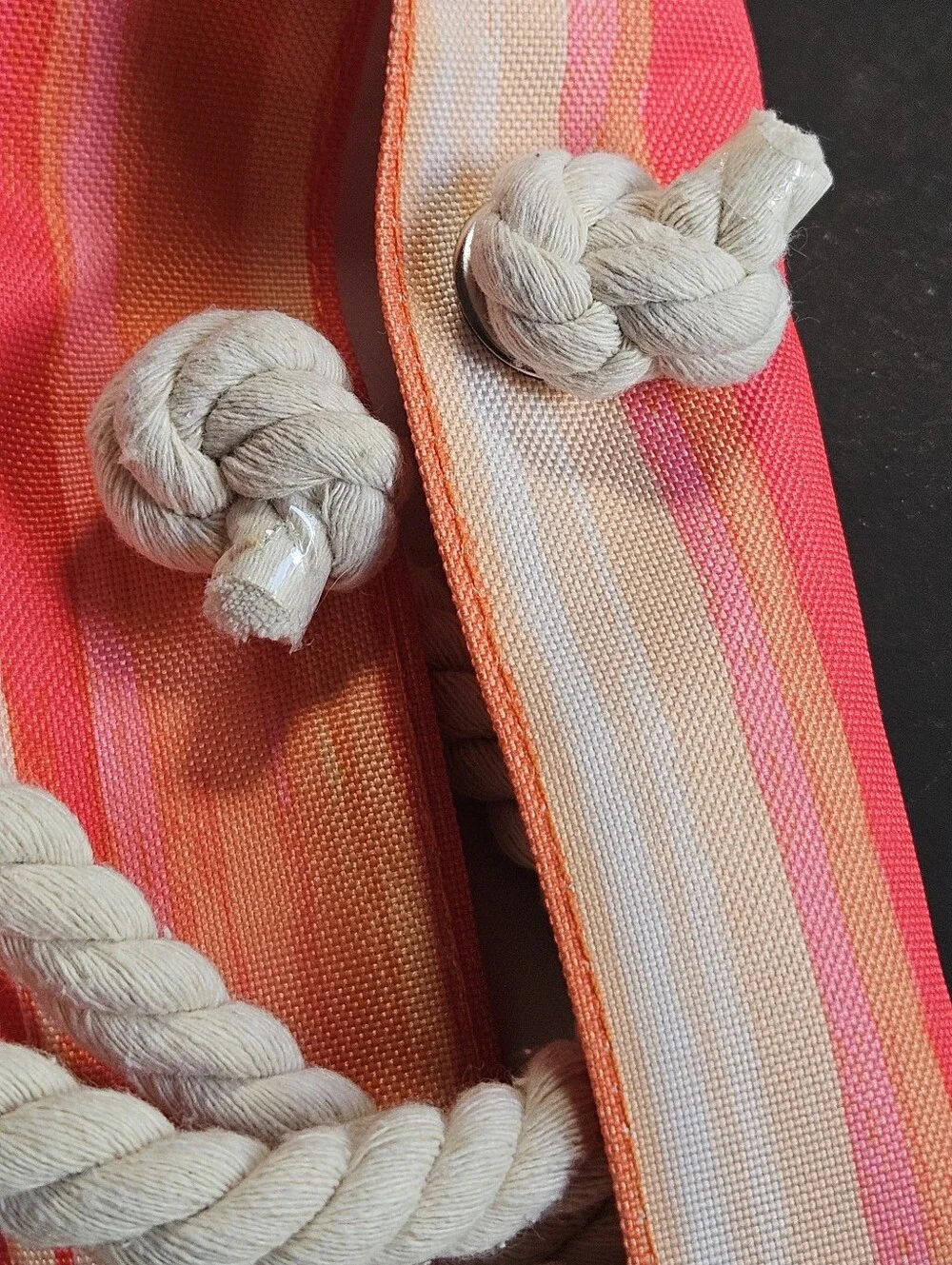 Ulta Beauty orange pink stripe canvas tote bag with rope handles